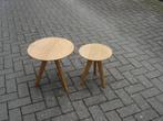 Twee LUMZ eiken bijzettafeltjes Giani Zento, 45 tot 60 cm, Minder dan 55 cm, Gebruikt, Rond