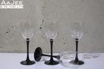 4 Crystal d'Arques - Wijnglas - Domino - Met zwarte voet, Ophalen of Verzenden, Gebruikt, Overige typen