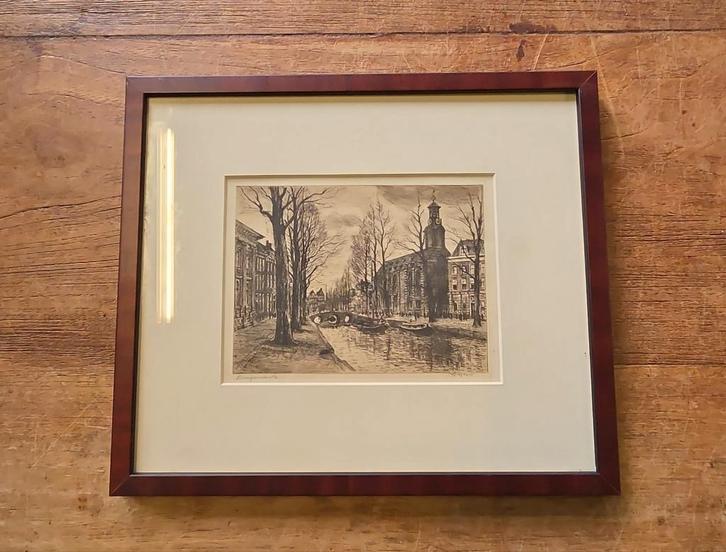 Ets dingemans gracht Amsterdam, Antiek en Kunst, Kunst | Etsen en Gravures, Ophalen of Verzenden