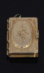 Boek foto medaillon 14k gouden ketting hanger antiek dames, Ophalen of Verzenden, Goud, Hanger, Met edelsteen