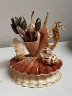 Retro vintage cocktailvorkjes, schelpen, zeepaardje, Ophalen of Verzenden, Zo goed als nieuw, Rvs of Chroom