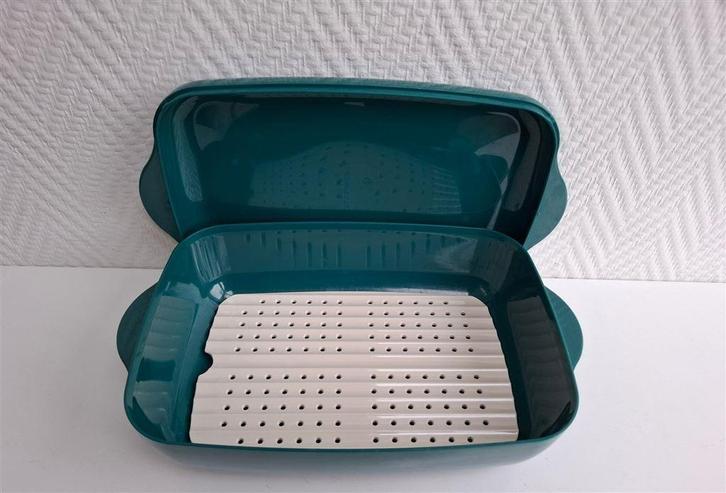 Tupperware Microwave 200 magnetronschaal met rooster, Huis en Inrichting, Keuken | Tupperware, Gebruikt, Schaal, Groen, Crème