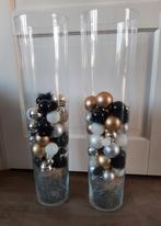 2 glazen vazen 70 cm incl. kerstballen, Ophalen, Overige kleuren, 50 tot 75 cm, Glas