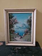 vintage schilderij op doek jaren 50/60, Ophalen of Verzenden, Gebruikt, Schilderij, 50 tot 75 cm