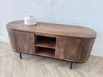 Magazijn leegverkoop tv meubel retro Remi mangohout ribbel, Nieuw, Ophalen of Verzenden, Info@wkhome.nl, Argonweg 20 Amersfoort