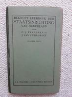 Beknopt Leerboek der Staatsinrichting Nederland - 1940 9e dr, Ophalen of Verzenden, Gelezen, Overige niveaus, Geschiedenis