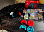 Nintendo Switch met 9 spellen + accessoires weinig gebruikt, Met 2 controllers, Zo goed als nieuw, Ophalen, Switch 2019 Upgrade