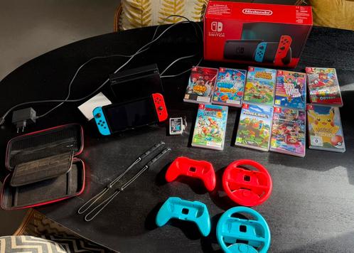 Nintendo Switch met 9 spellen + accessoires weinig gebruikt, Spelcomputers en Games, Spelcomputers | Nintendo Switch, Zo goed als nieuw