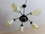 Vintage  5 armige hanglamp jaren 50, Huis en Inrichting, Ophalen of Verzenden, Gebruikt, Glas, Minder dan 50 cm