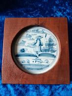 Antieke Delfts Blauwe tegel met herder., Ophalen of Verzenden
