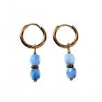 Ø14mm Oorbellen Dames Verguld RVS Oorringen + Lichtblauw, Met kristal, Overige materialen, Hangers, Birgitta-Gracht 33, 6465 EL Kerkrade, Nederland