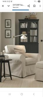 Ikea Ektorp witte stoelhoes en poef hoes, Ophalen of Verzenden, Zo goed als nieuw, Wit, Eén