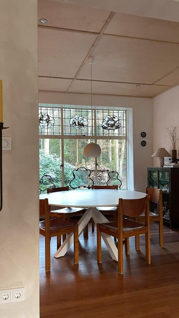 Dukdalf Gispen Peter de Boer witte ronde eettafel, Huis en Inrichting, Tafels | Eettafels, Zo goed als nieuw, 100 tot 150 cm, 100 tot 150 cm