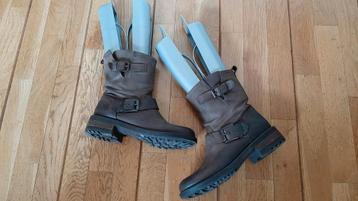 STOERE KORTE BRUINE LEREN LANDROVER LAARZEN BOOTS MAAT 40 beschikbaar voor biedingen