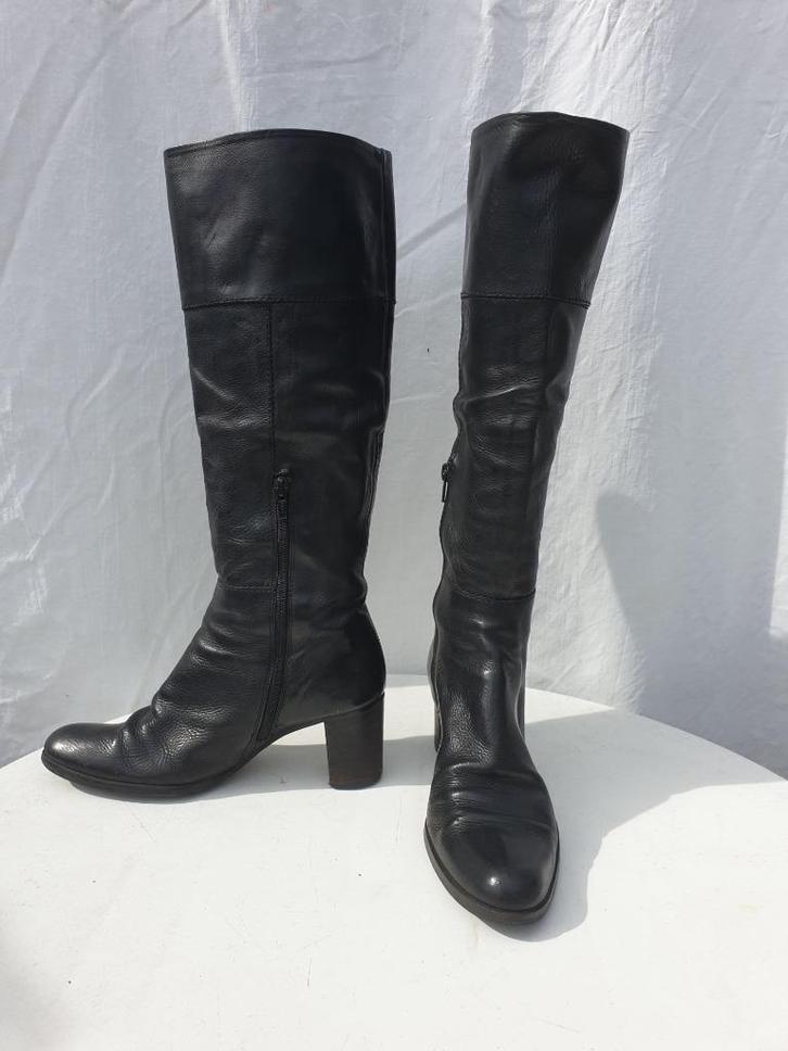 Gave hoge zwarte leren laarzen. Mt 36. Merk Maripe., Kleding | Dames, Schoenen, Zo goed als nieuw, Hoge laarzen, Zwart, Ophalen of Verzenden