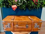 Vintage Cognac Lederen Koffer met Sleutel, Verzamelen, Ophalen of Verzenden