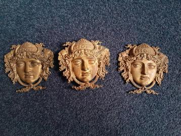 Drie Medusa maskers - verguld brons - Empire beschikbaar voor biedingen