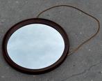 Vintage Wengé spiegel aan leren koord jaren 60 design, Minder dan 50 cm, Gebruikt, Vintage, Vintage