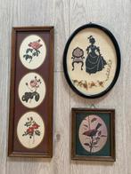 Set vintage wandlijstjes – borduurwerk & botanische prints, Ophalen, Zo goed als nieuw