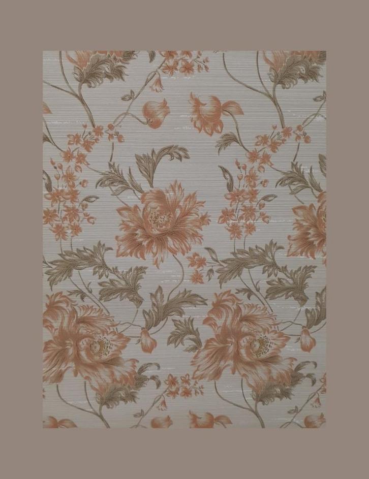 4705 60s frans bloemen behang taupe klassiek vintage swiet, Huis en Inrichting, Stoffering | Behang, 75 m² of meer, Ophalen of Verzenden
