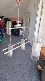 2x Moderne hanglampen met glazen cilinders, Ophalen, Zo goed als nieuw, Glas, Modern
