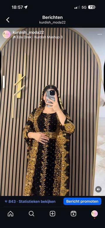 Kurdish Jurk Zwart met Şal beschikbaar voor biedingen