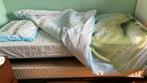 Bed met onderschuifbed en matrassen vintage, Huis en Inrichting, Slaapkamer | Bedden, Ophalen, Zwart, Tweepersoons, 80 cm