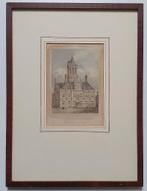 Staalgravure handgekleurd 1800 Hotel de Ville/Stadhuis Delft, Antiek en Kunst, Kunst | Etsen en Gravures, Ophalen of Verzenden