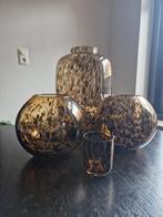 Tijgerprint set vazen, Huis en Inrichting, Ophalen, Overige kleuren, Minder dan 50 cm, Glas