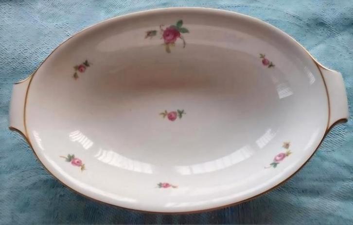 Rosenthal Germany diepe ovale schaal roze roosje gouden bies, Antiek en Kunst, Antiek | Schalen, Ophalen of Verzenden
