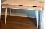 Bureau met 3 lades - Wit en hout, Huis en Inrichting, Ophalen of Verzenden, In hoogte verstelbaar, Zo goed als nieuw, Bureau