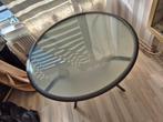 Ronde tuintafel met mat glas en zilveren poten, Tuin en Terras, Ophalen, Gebruikt, Rond, Metaal