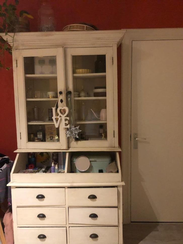 Witte kast, Huis en Inrichting, Kasten | Vitrinekasten, Gebruikt, 150 tot 200 cm, 50 tot 100 cm, 25 tot 50 cm, Met lade(s), Met deur(en)