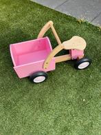 New Classic Toys Houten Bakfiets - Roze. Loopfiets., Kinderen en Baby's, Speelgoed | Buiten | Voertuigen en Loopfietsen, Ophalen