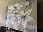Groot schilderij met witte bloemen – reliëf, Antiek en Kunst, Ophalen of Verzenden