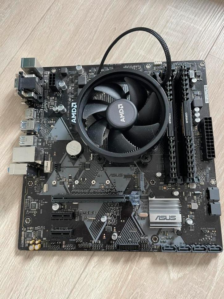 ASUS Prime B450M-A set 6c CPU 16GB RAM, Computers en Software, Moederborden, Gebruikt, AMD, DDR4, Ophalen of Verzenden