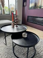 Zwarte salontafels metaal, Huis en Inrichting, Tafels | Salontafels, Ophalen, Rond, 50 tot 100 cm, Zo goed als nieuw