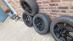 Velgen lichtmetaal zwart met winterbanden steekmaat 5 x 100, Auto-onderdelen, Gebruikt, 15 inch, Banden en Velgen, Personenwagen