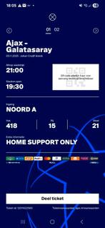 Tickets Ajax-Galatasaray, Tickets en Kaartjes, Twee personen, Januari