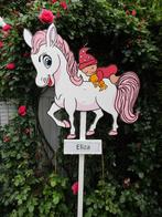Geboortebord baby met beertje op schattig roze paardje, Kinderen en Baby's, Kraamcadeaus en Geboorteborden, Ophalen, Nieuw, Geboortebord