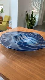 Fruitschaal glas blauw wit. Zgan., Antiek en Kunst, Ophalen