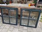 Twee hardhouten ramen dubbelglas, Doe-het-zelf en Verbouw, Glas en Ramen, Ophalen, Gevelraam of Ruit, Gebruikt, Minder dan 80 cm