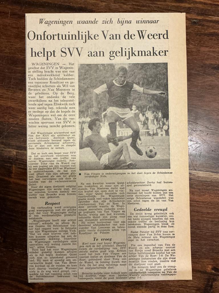 Voetbal krantenartikel Wageningen SVV september 1968, Verzamelen, Ophalen of Verzenden, Knipsel(s)