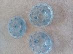 Blauwe glazen schaaltjes 3 x, Antiek en Kunst, Ophalen