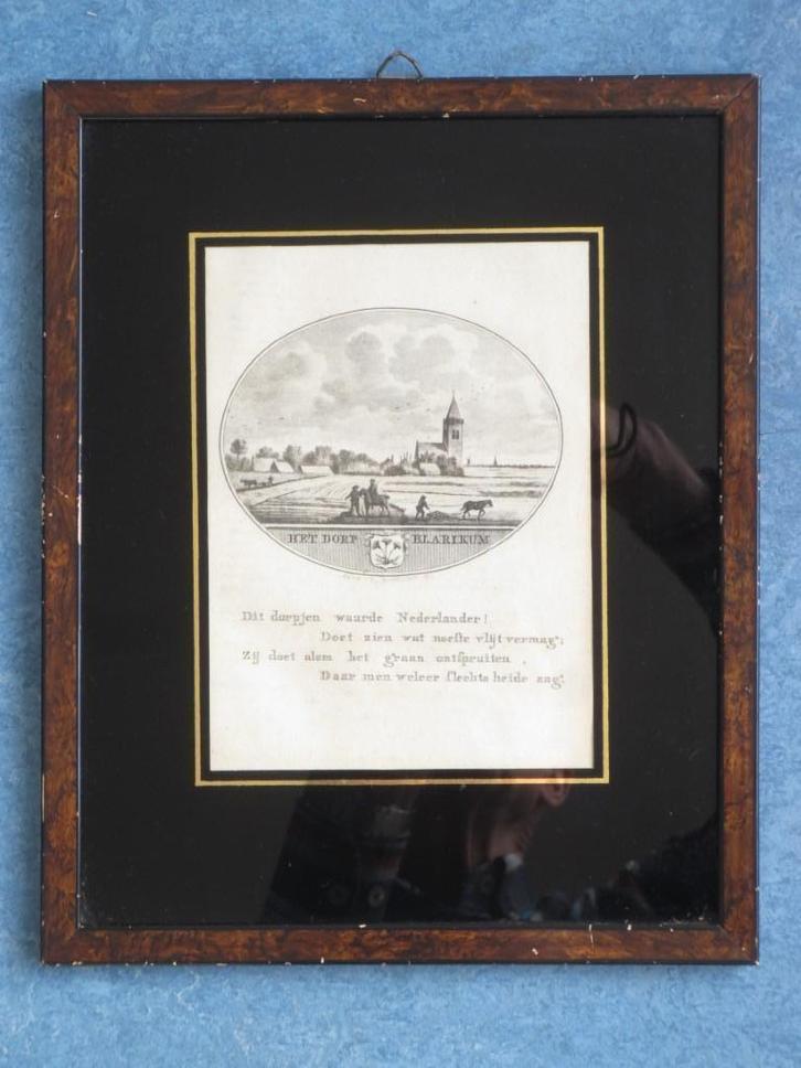 Het  dorp Blarikum, gravure door Anna Catharina Brouwer, Antiek en Kunst, Kunst | Etsen en Gravures, Ophalen of Verzenden