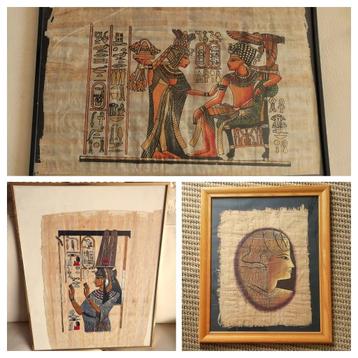Drie papyrus afdruk Egypte op rijstpapier - papyrus doek   beschikbaar voor biedingen