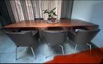 6 bruine lederen kuipstoelen/ eetkamer / WEG=WEG, Huis en Inrichting, Stoelen, Ophalen, Zo goed als nieuw, Bruin, Vijf, Zes of meer stoelen