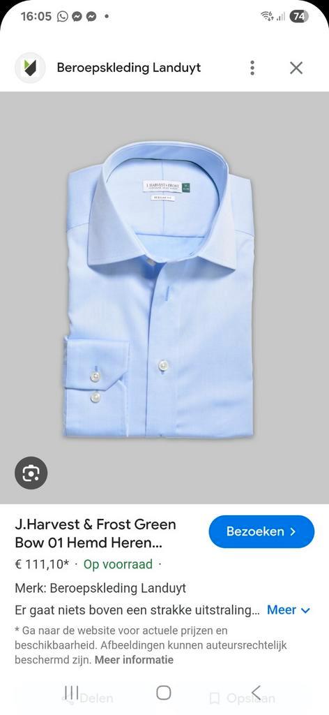 Prachtige heren overhemd t.w.v €111, Kleding | Heren, Overhemden, Nieuw, Halswijdte 41/42 (L), Blauw, Ophalen of Verzenden