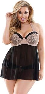 Curve Fantasy Lingerie ``Serena`` Babydoll  Zwart XL-XXL 519, Kleding | Dames, Ondergoed en Lingerie, Ophalen of Verzenden, Setje