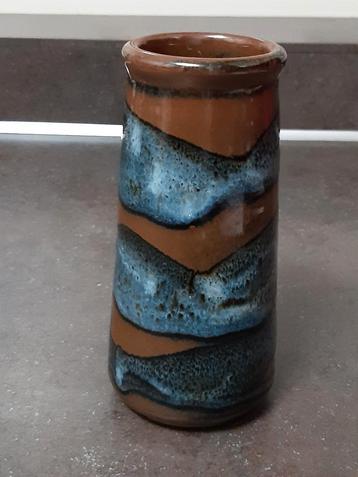 Vintage keramiek vaasje lava blauw/bruin beschikbaar voor biedingen